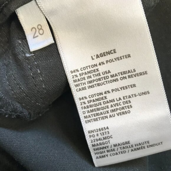 L'Agence Margot Coated High Rise Ankle Skinny Jeans Womens 28 Army Green Stretch - Picture 9 of 13
